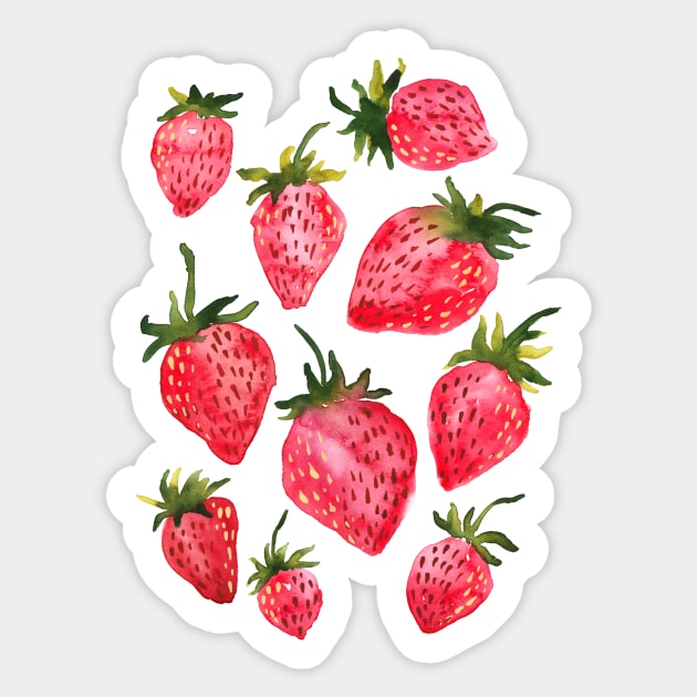 Strawberries Sticker by foxeyedaisy